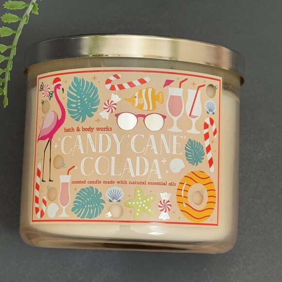 BBW Candy Cane Colada Bath & Body Works 3 Wick Candle - Picture 5 of 10